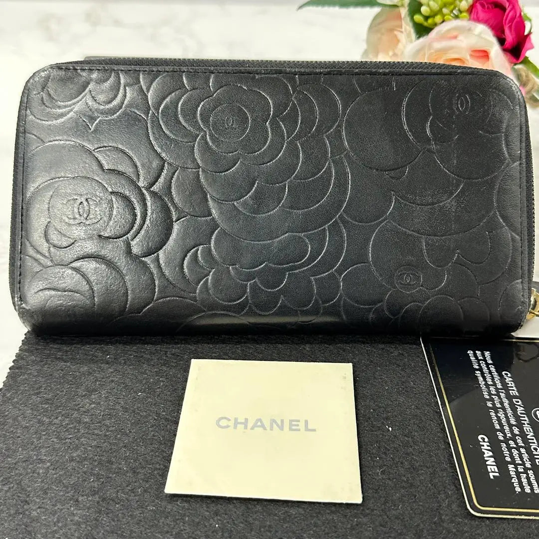 Like new!! ️ CHANEL Wallet Long Wallet Camellia Round Zipper