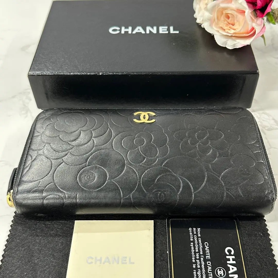 Like new!! ️ CHANEL Wallet Long Wallet Camellia Round Zipper