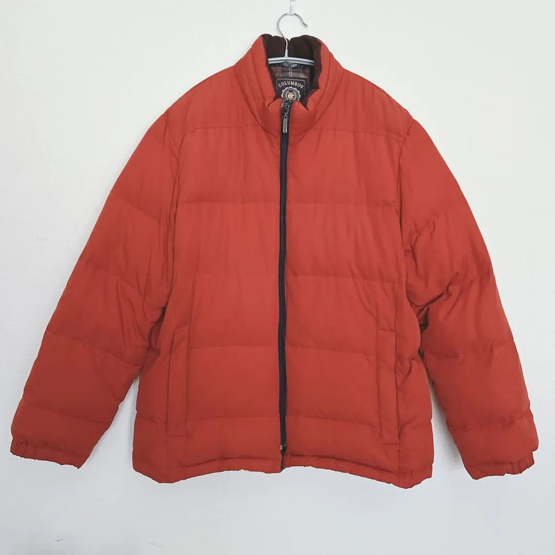 [GOLDEN BEAR] Red down jacket plaid pattern L 90% down