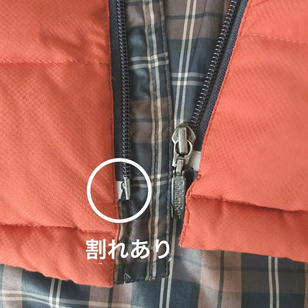 [GOLDEN BEAR] Red down jacket plaid pattern L 90% down