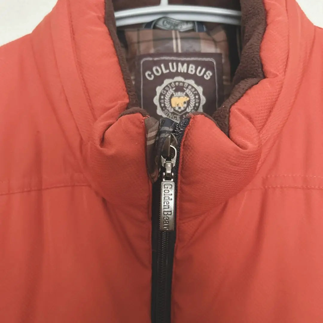 [GOLDEN BEAR] Red down jacket plaid pattern L 90% down