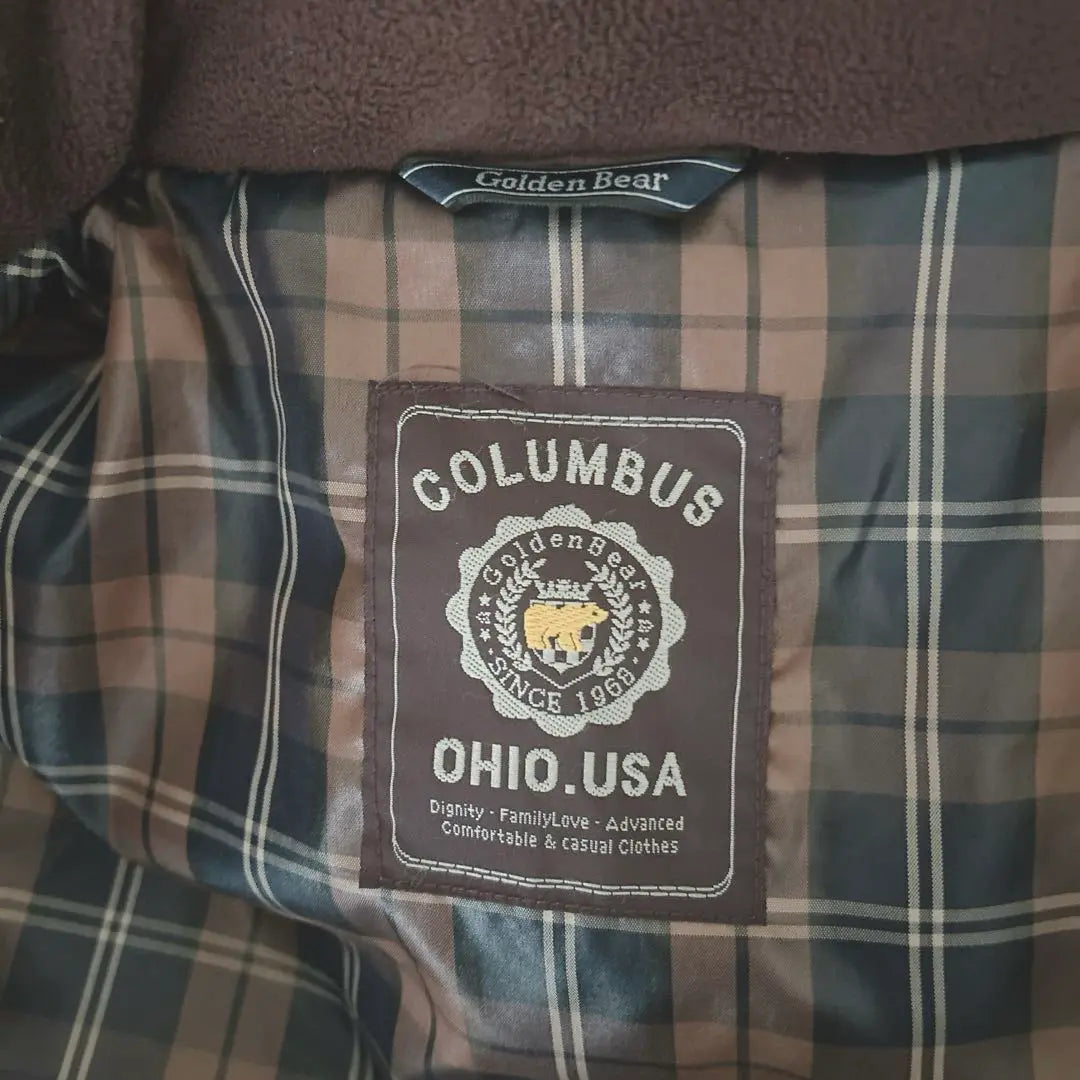 [GOLDEN BEAR] Red down jacket plaid pattern L 90% down