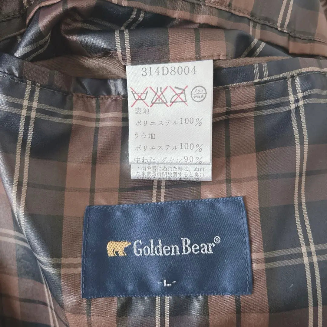 [GOLDEN BEAR] Red down jacket plaid pattern L 90% down