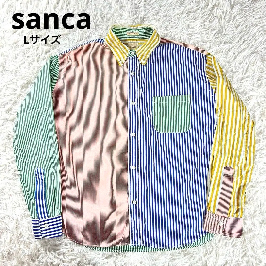 Unused ✨Sanca Button Down Shirt Multicolor Stripe L Cotton