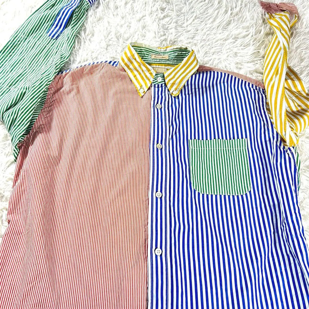 Unused ✨Sanca Button Down Shirt Multicolor Stripe L Cotton