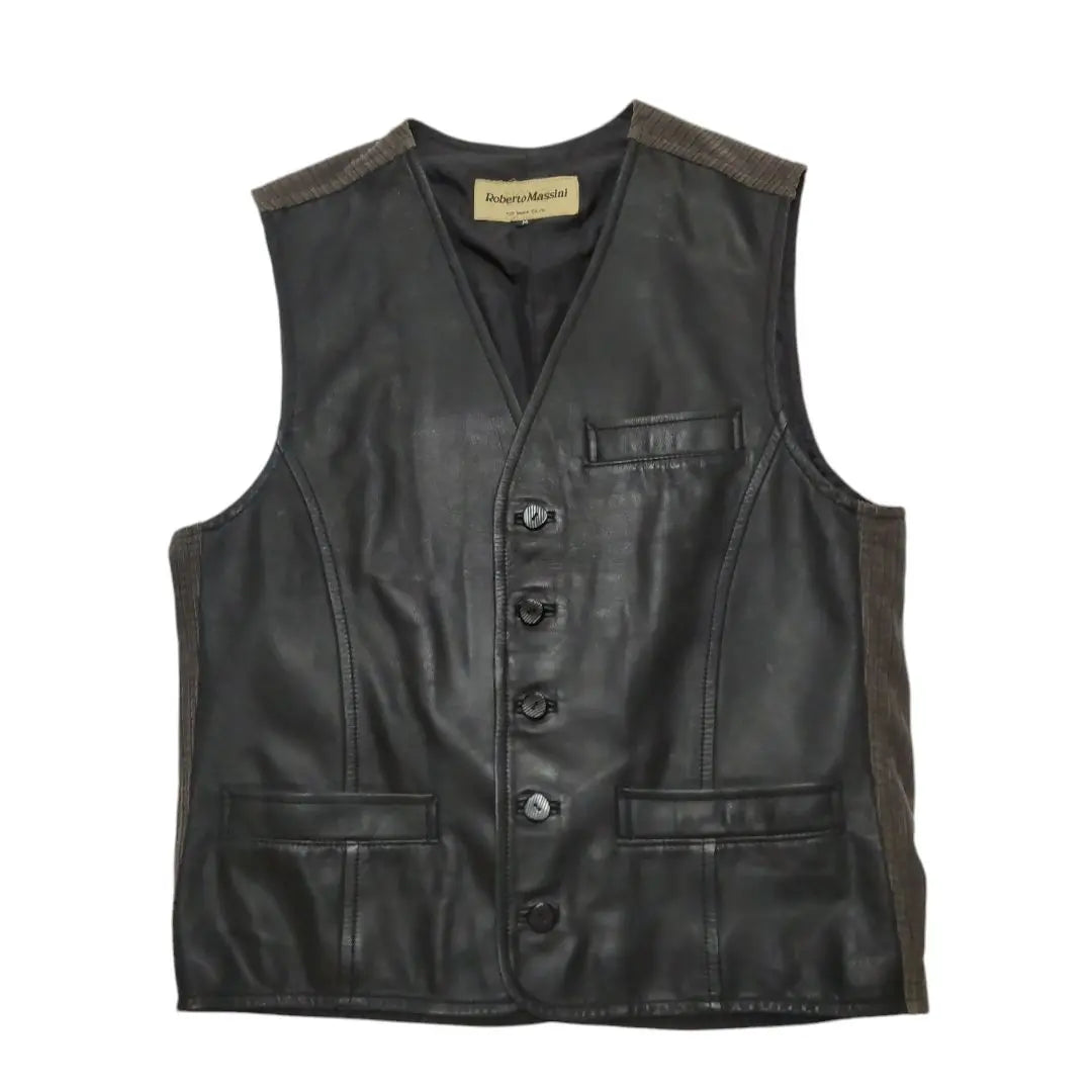 OLD ROBERTO MASSINI Leather x Corduroy Vest