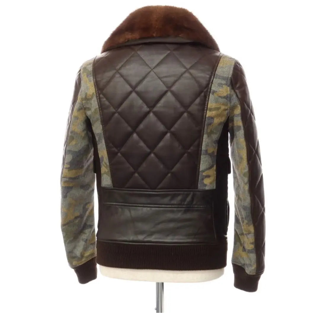 1PIU1UGUALE3 Lamb Leather G-1 Type Quilted Jacket Camouflage