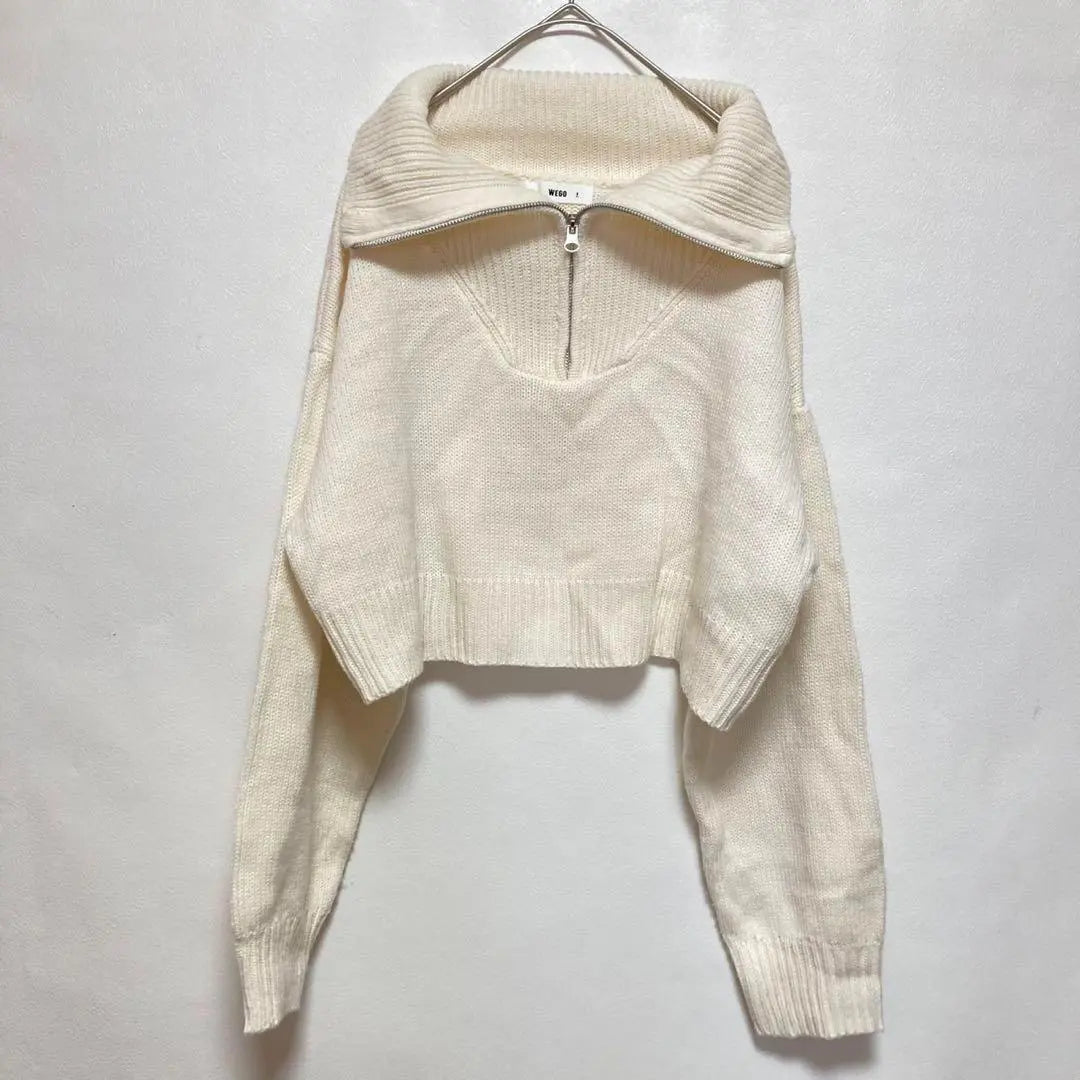 Wego Half Zip Compact Knit [F] Short length Casual Cream