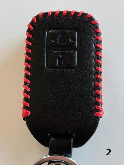 Cowhide Just Fit Wagon R Smart Key Case Hustler Black Sewing Thread Red 2