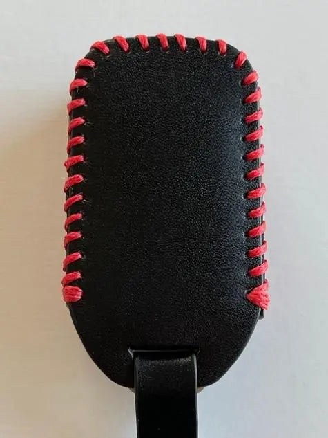 Cowhide Just Fit Wagon R Smart Key Case Hustler Black Sewing Thread Red 2