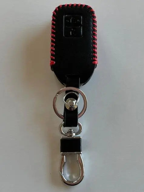 Cowhide Just Fit Wagon R Smart Key Case Hustler Black Sewing Thread Red 2