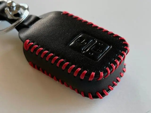 Cowhide Just Fit Wagon R Smart Key Case Hustler Black Sewing Thread Red 2