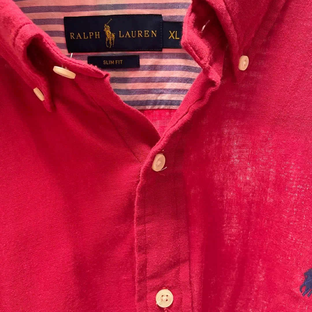 [Rare] Current Ralph Lauren Pony Embroidered Shirt Red XL Slim Fit