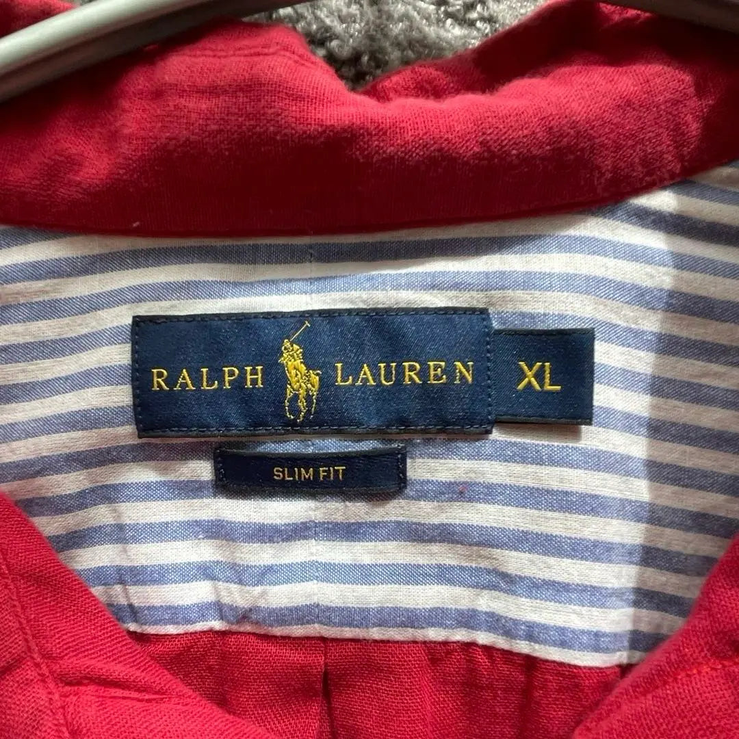 [Rare] Current Ralph Lauren Pony Embroidered Shirt Red XL Slim Fit