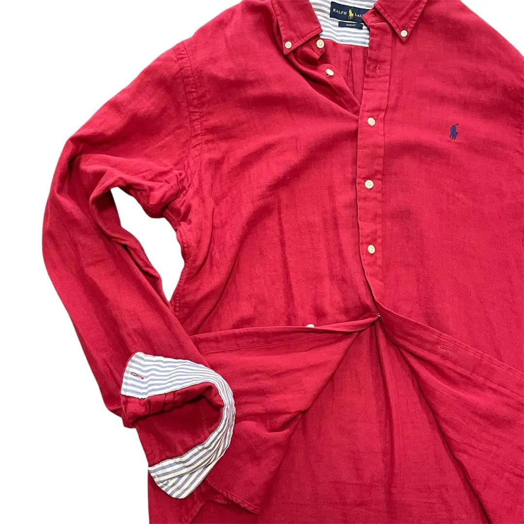 [Rara] Camisa Ralph Lauren Pony bordada actual roja XL Slim Fit