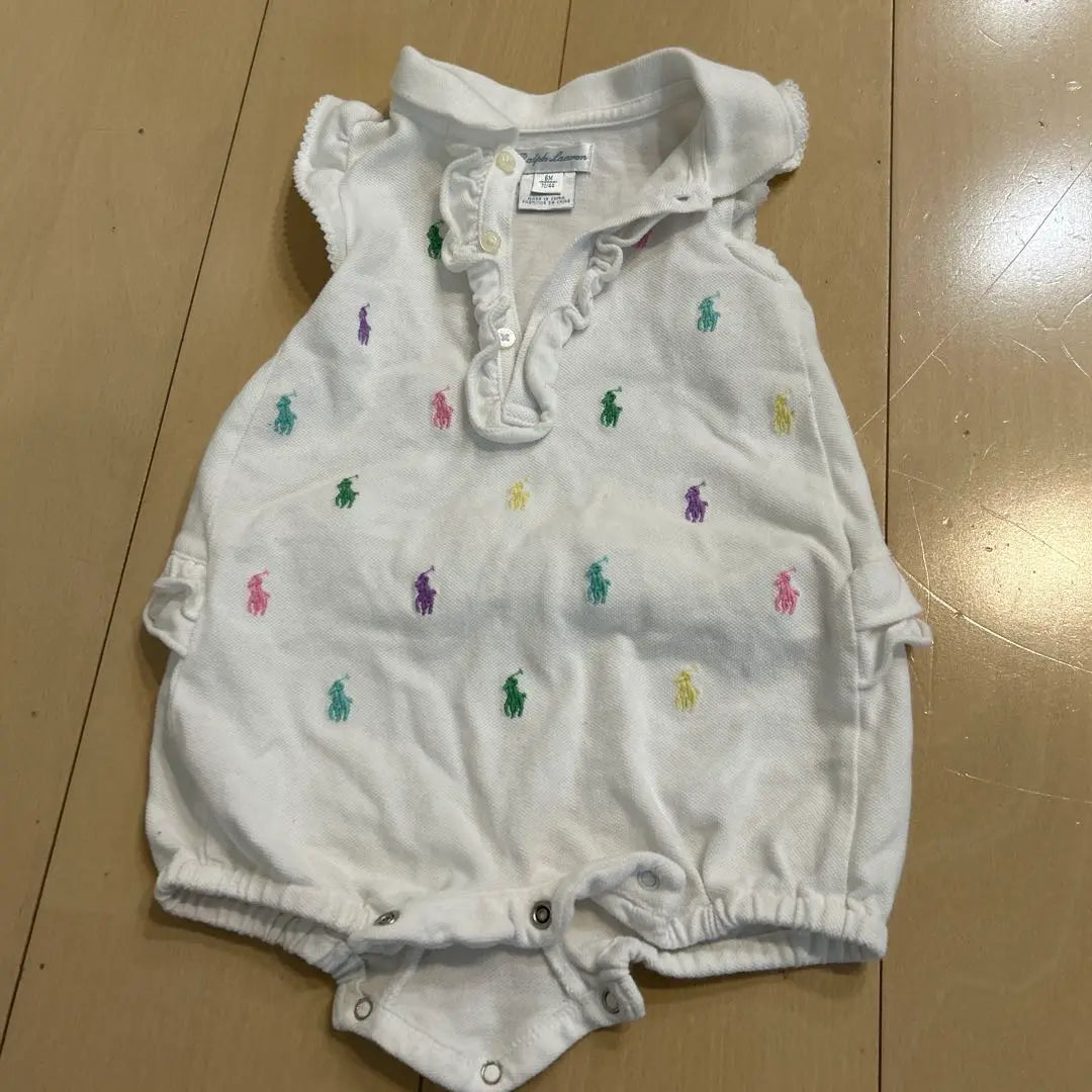 Ralph Lauren White Polo Romper 6M Summer Girl