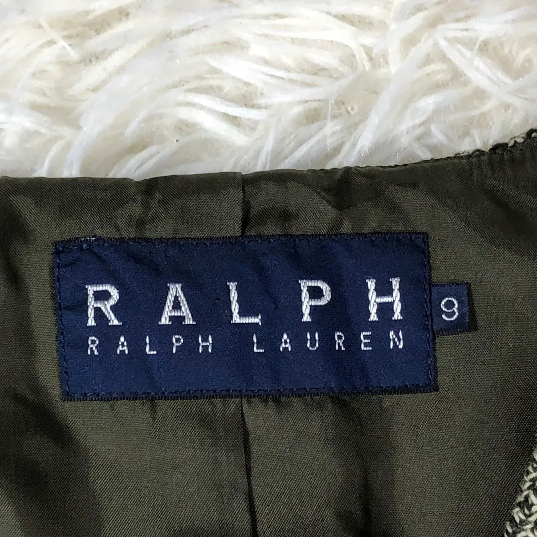 [Extremely beautiful goods ✨] Ralph Lauren Tweed Long Jiru Best Khaki 9m equivalent | 【極美品✨】ラルフローレン ツイード ロングジレ ベスト カーキ 9 M相当