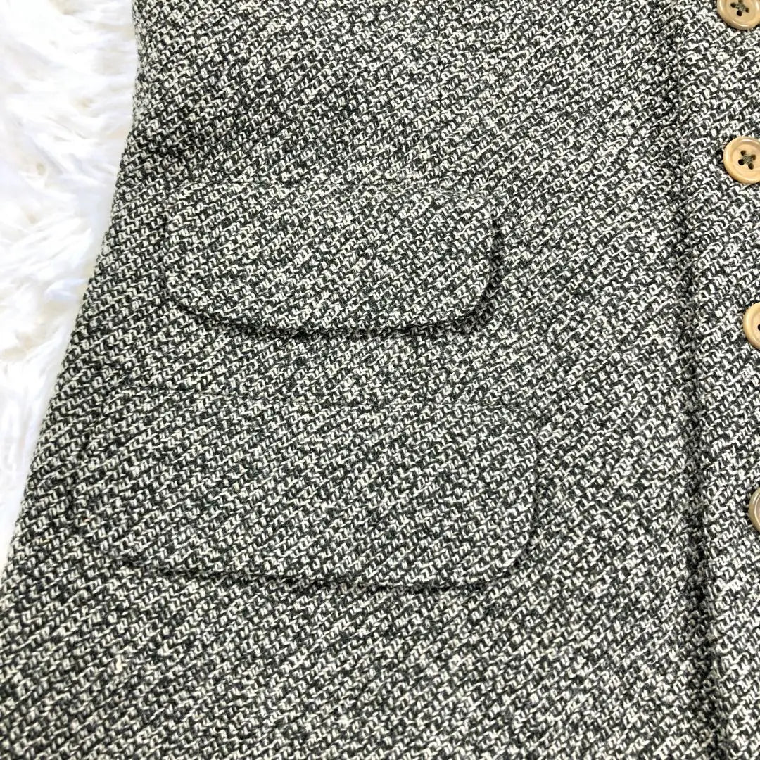 [Extremely beautiful goods ✨] Ralph Lauren Tweed Long Jiru Best Khaki 9m equivalent | 【極美品✨】ラルフローレン ツイード ロングジレ ベスト カーキ 9 M相当