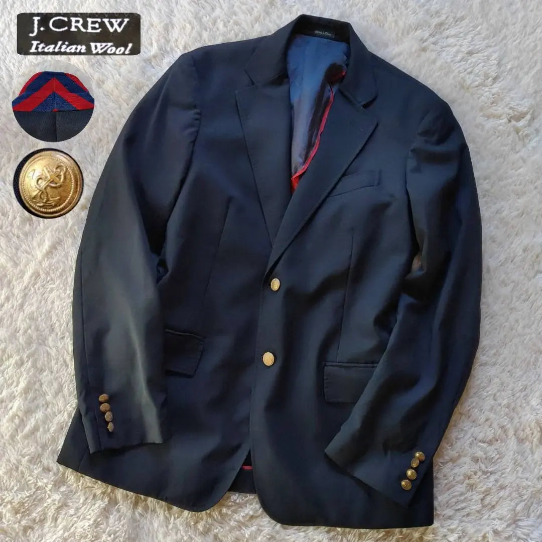 [J.CREW] 90s black tag, gold button, navy blue, tailored jacket, all year round