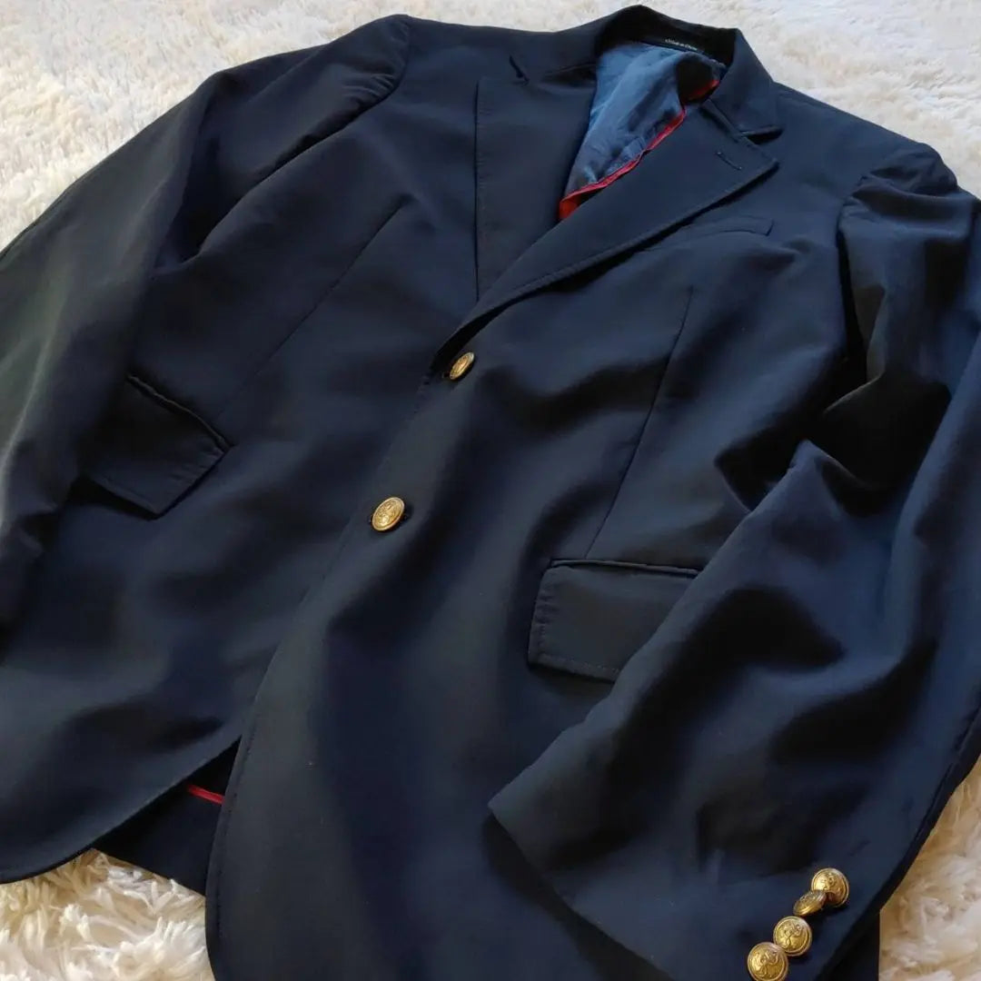 [J.CREW] 90s black tag, gold button, navy blue, tailored jacket, all year round