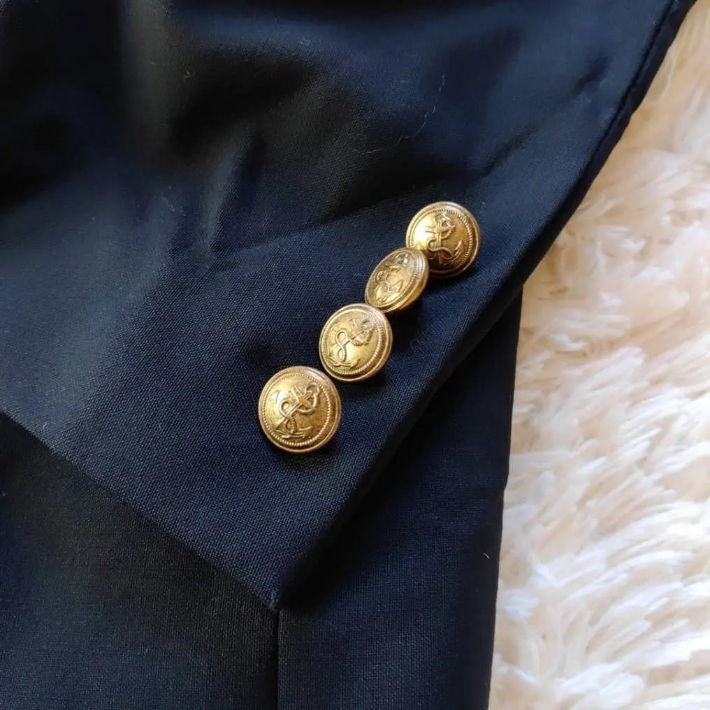 [J.CREW] 90s black tag, gold button, navy blue, tailored jacket, all year round