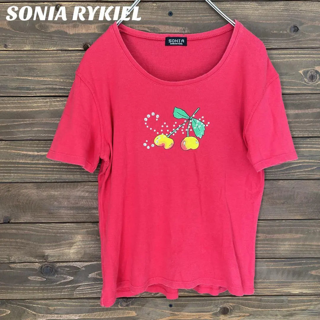 ♦︎ [Sonia Rykiel] Short sleeve T-shirt design print cherry pattern L