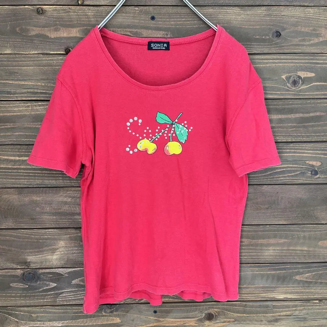 ♦︎ [Sonia Rykiel] Camiseta de manga corta diseño estampado patrón cereza L