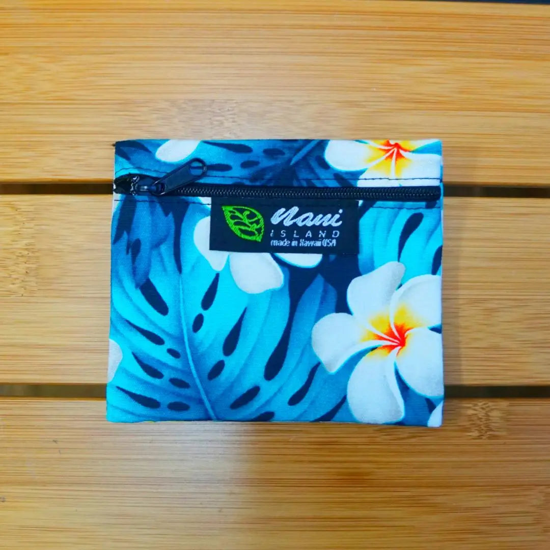 Hawaii Handmade Simple Mini Pouch Plumeria Jade | ハワイ ハンドメイド シンプルミニポーチ　プルメリア 　ジェイド