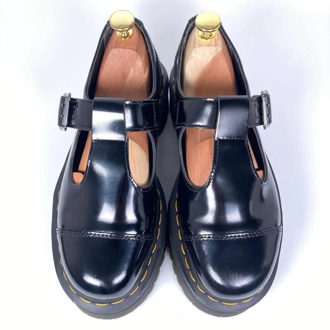 Dr. Martens BETHAN Ultra-thick T-burn strap belt leather shoes black