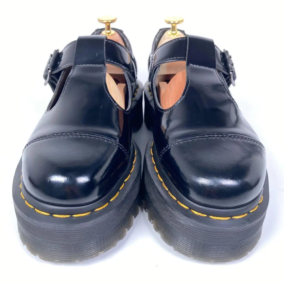 Dr. Martens BETHAN Zapatos de cuero con correa en T ultra gruesa y cinturón en color negro