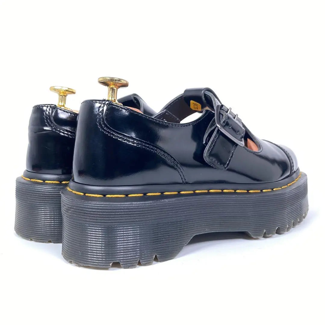 Dr. Martens BETHAN Zapatos de cuero con correa en T ultra gruesa y cinturón en color negro