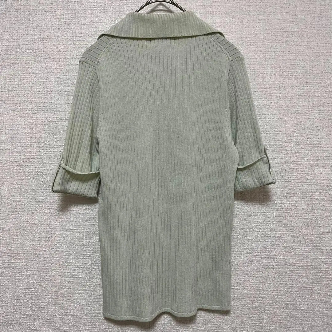 a741●Onward Kashiyama Half Button Short Sleeve Rib Knit Skipper Color 38