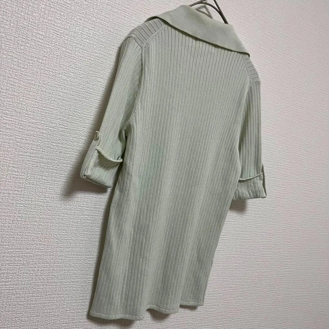 a741●Onward Kashiyama Half Button Short Sleeve Rib Knit Skipper Color 38