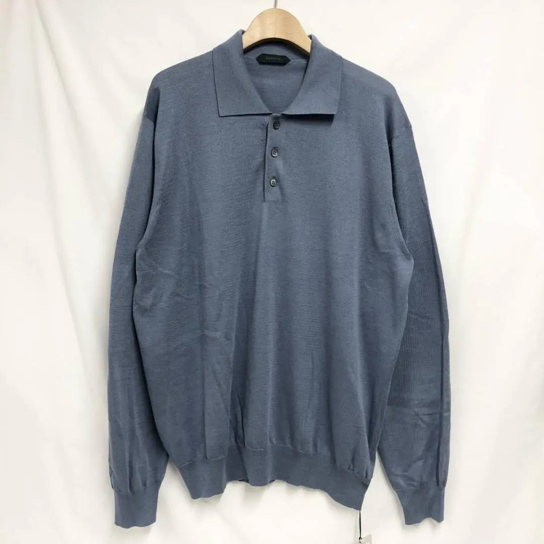 ○★New and unused ZANONE Long-sleeved polo shirt 50 Blue gray