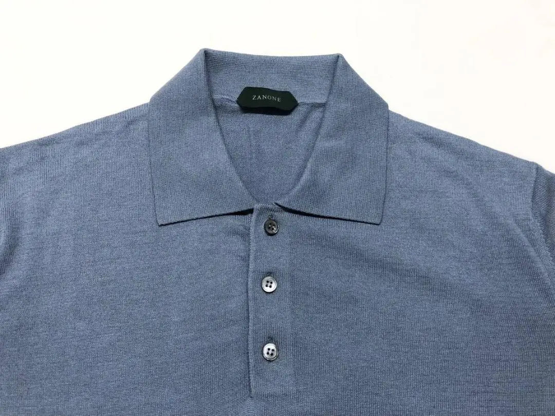 ○★Polo manga larga ZANONE nuevo sin usar 50 Azul grisáceo