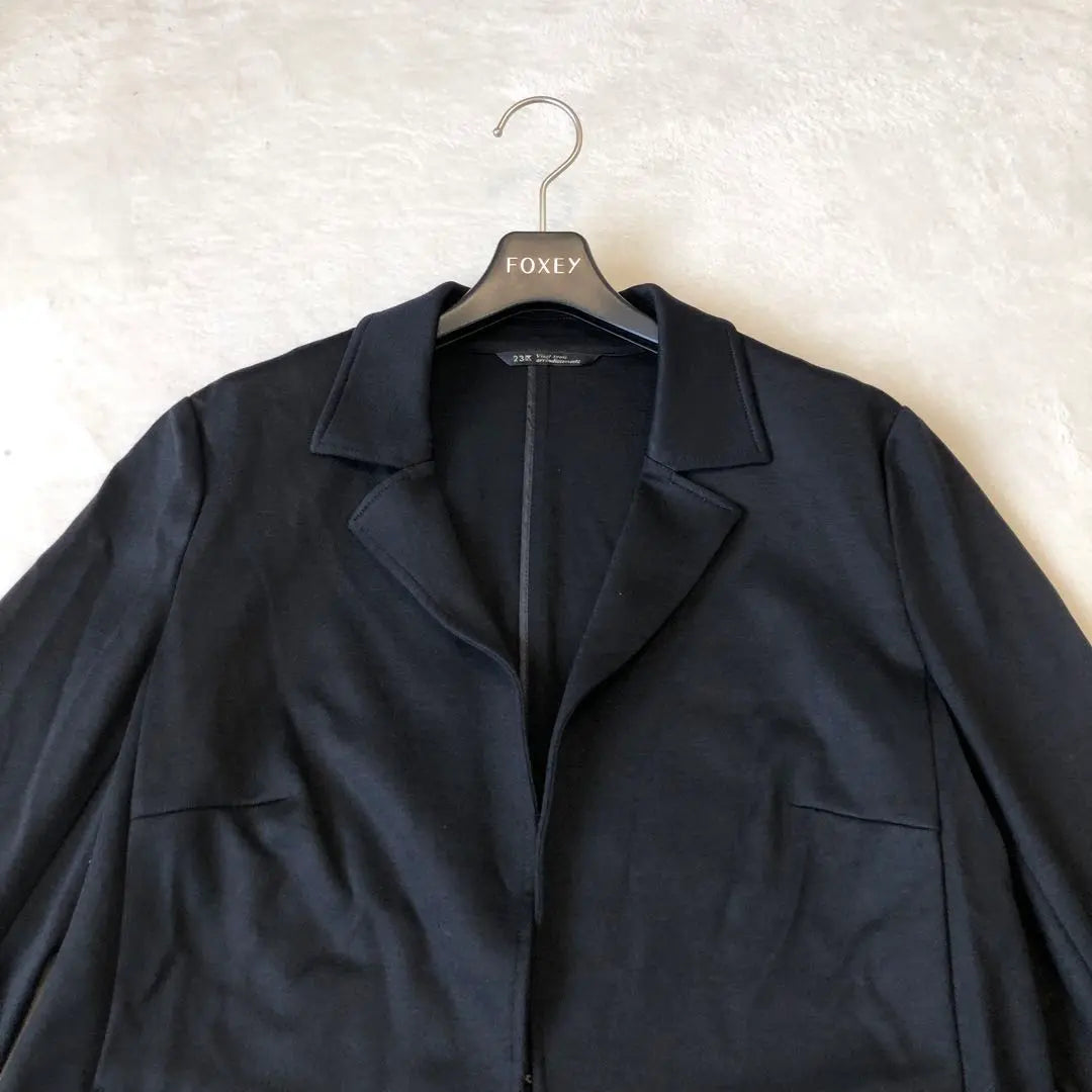 23 ward Large size 44 buttonless jacket black formal long sleeves | 23区　大きいサイズ44　ボタンレスジャケット　黒　フォーマル　長袖