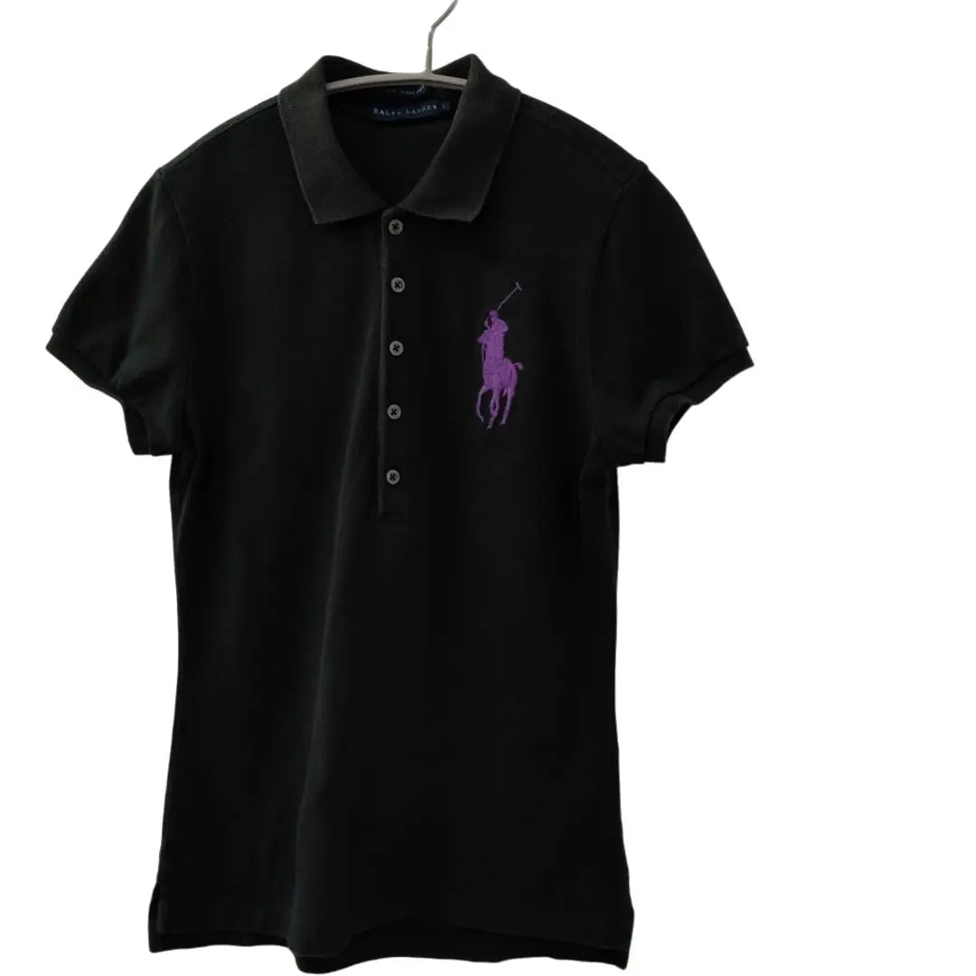 642 Ralph Lauren Camisa polo ajustada negra Big Pony L