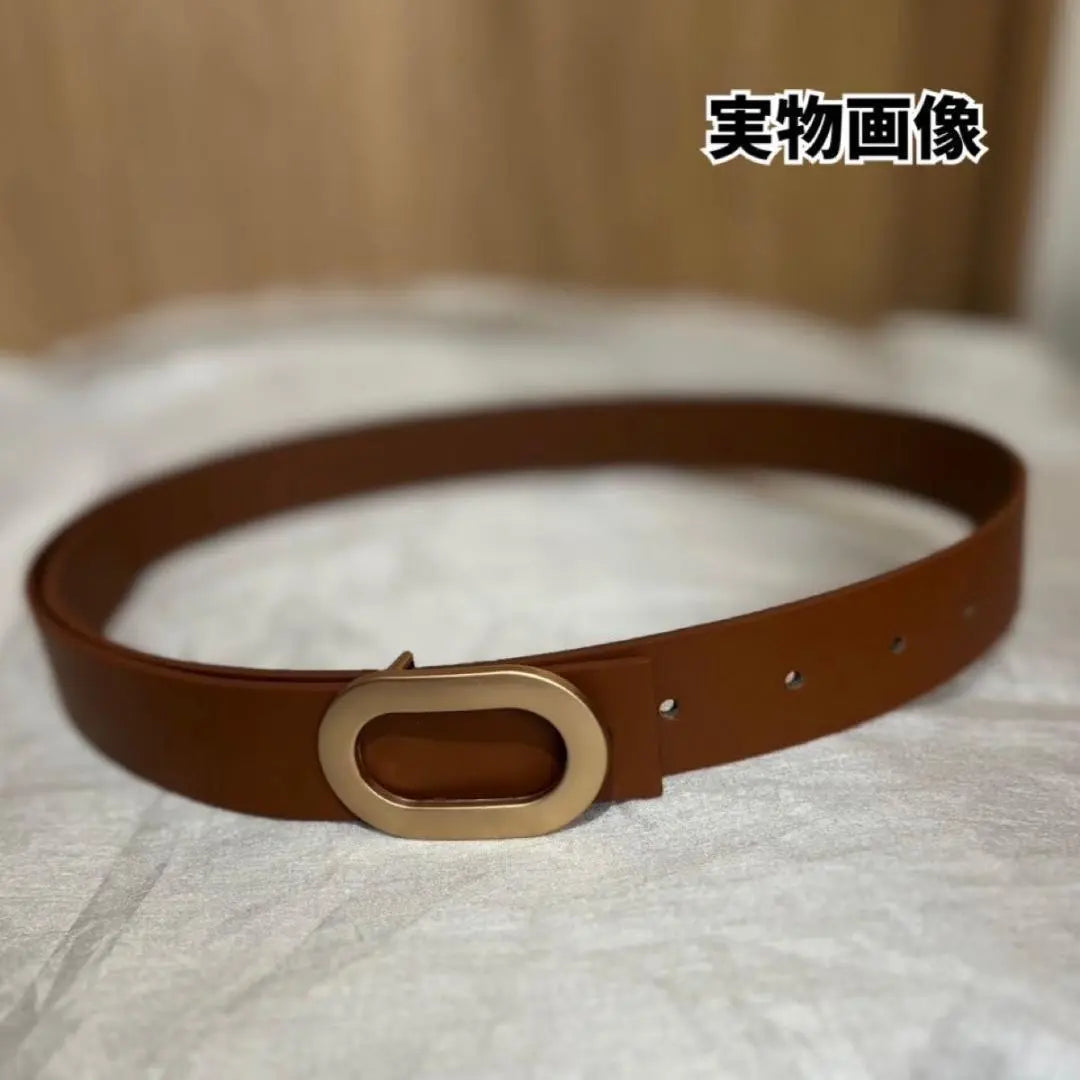 Women's belt Korea faux leather waist mark oval buckle