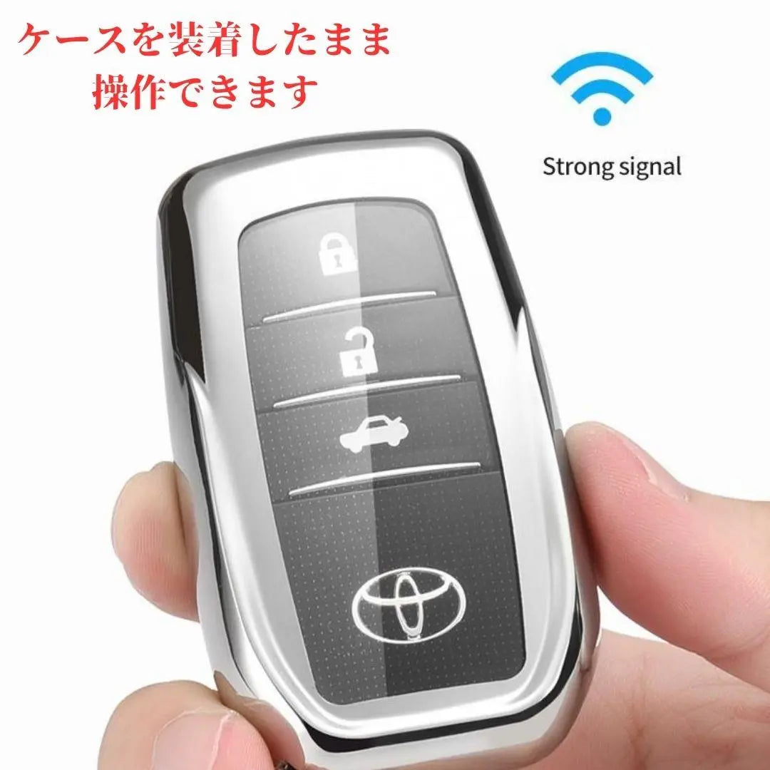 Funda para Llaves Harrier 80 Prius 60 Toyota Smart Kingleia TPU Plata F1A | キーケースハリアー80プリウス60トヨタスマートキークリアTPU銀F1A