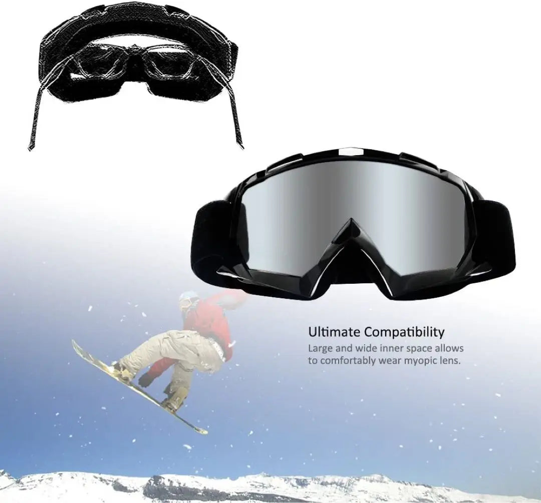 New silver mirror [UV protection] Anti-fog function for goggles, skis, snowboards, etc.