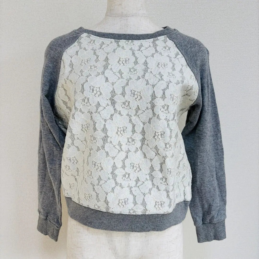 Urban Research Botanical Pattern Lace Cotton Raglan Sleeve Trainer