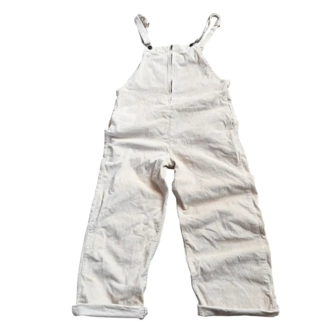 ☆【Works】Overapet, white, stain-free, cotton, corduroy, casual, pants