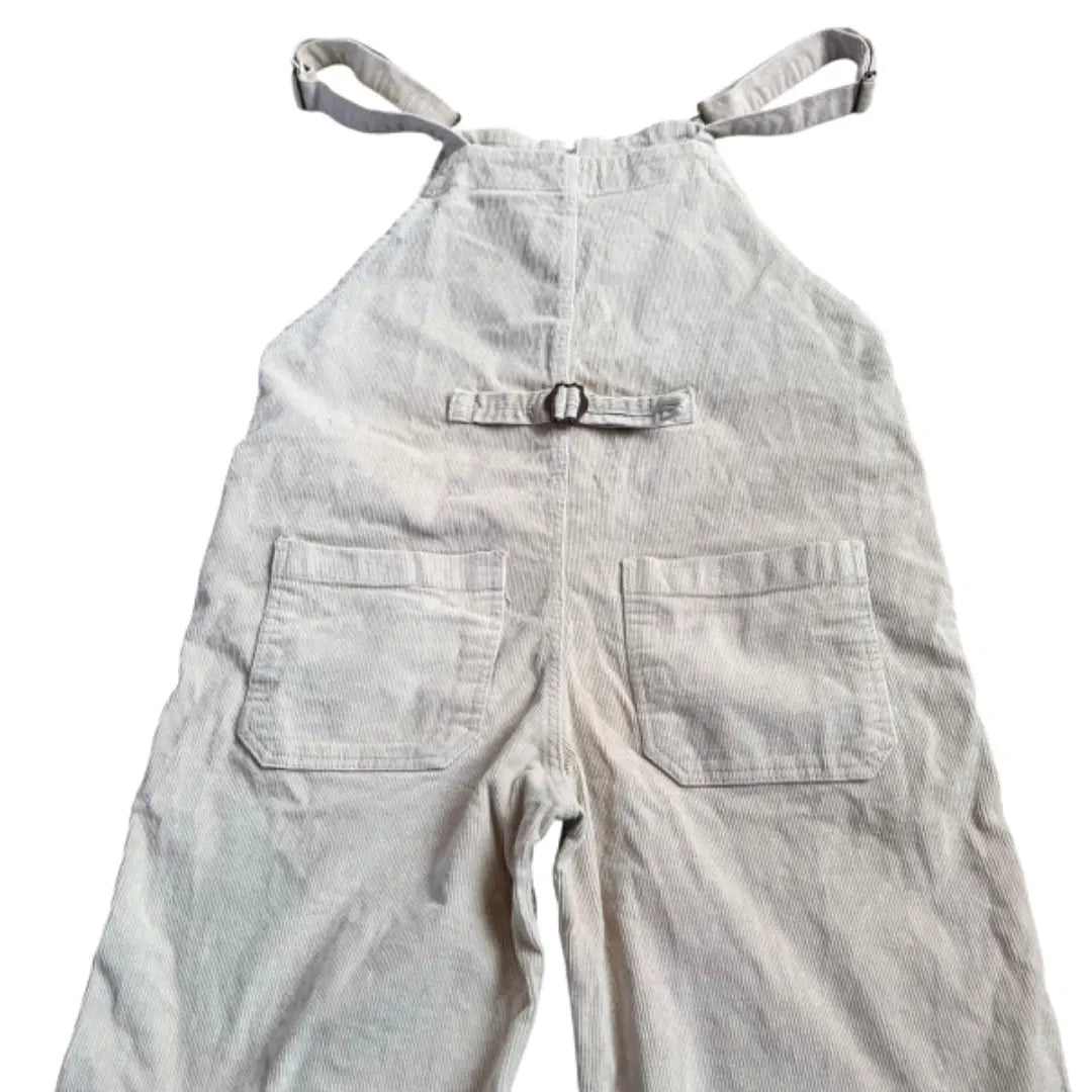 ☆【Works】Overapet, white, stain-free, cotton, corduroy, casual, pants