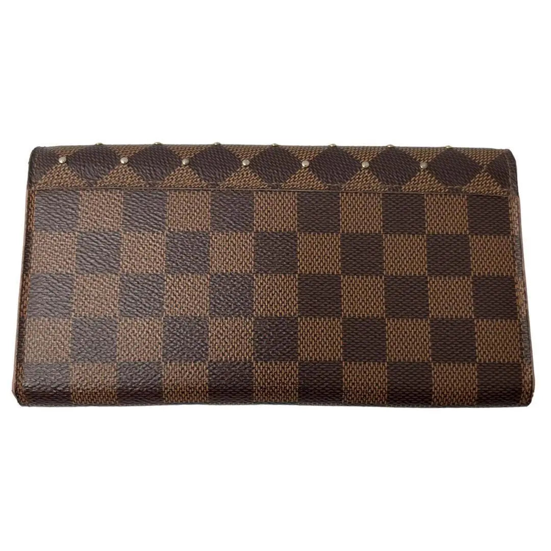 [Good condition/rare model] Louis Vuitton Sarah Long Wallet Damier Ebene Studs