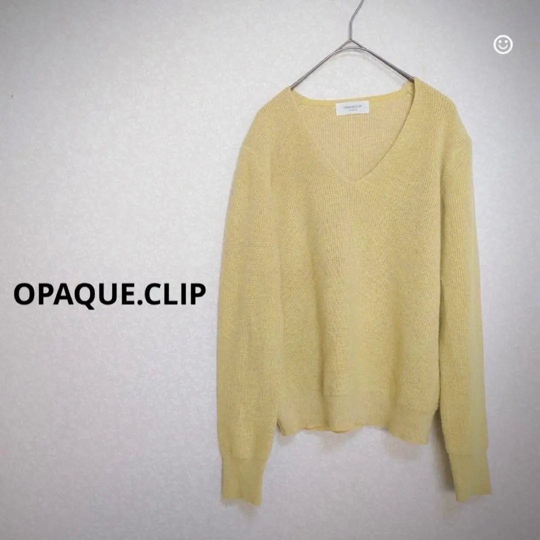 Opaque.clip Lamenite long sleeve yellow casual v -neck | OPAQUE.CLIP   ラメニット　長袖　イエロー　カジュアル　Vネック