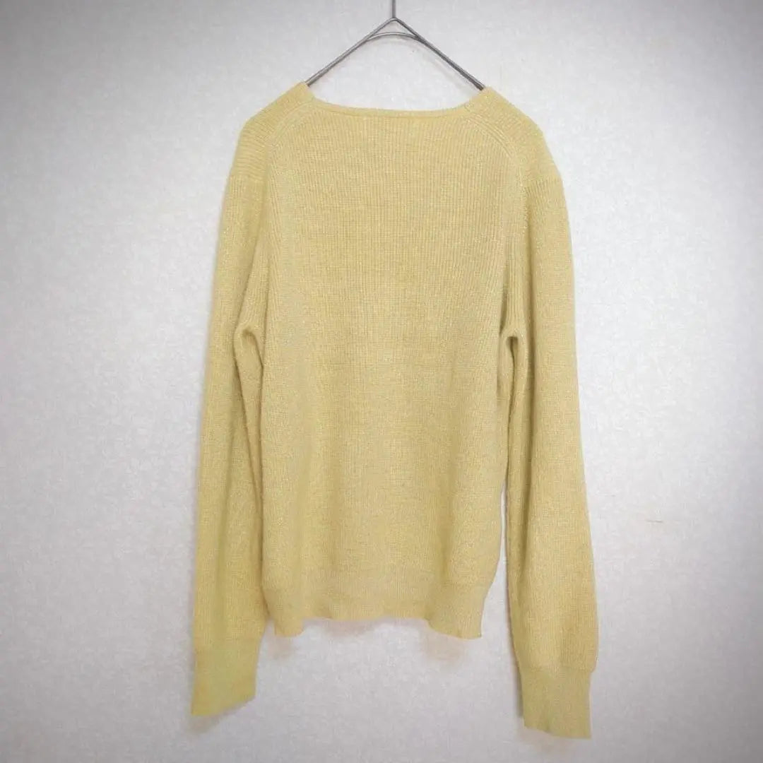 Opaque.clip Lamenite manga larga amarillo casual cuello en v | OPAQUE.CLIP ラメニット 長袖 イエロー カジュアル Vネック