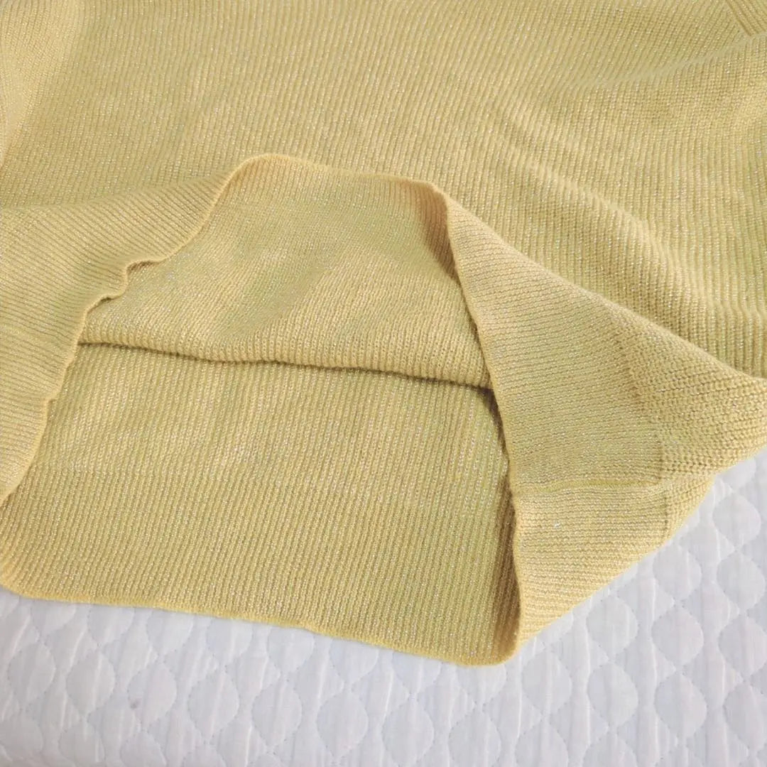 Opaque.clip Lamenite long sleeve yellow casual v -neck | OPAQUE.CLIP   ラメニット　長袖　イエロー　カジュアル　Vネック