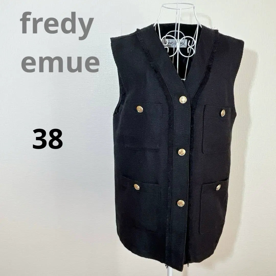 fredy emue Fredy Emue Tweed Gilet Black Vest with Fringe