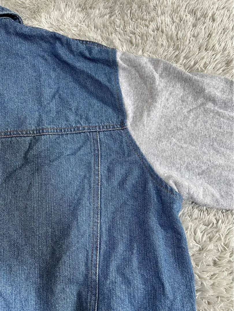 SMILE LAND Switching Denim Shirt (L) Blue Layered Stylish