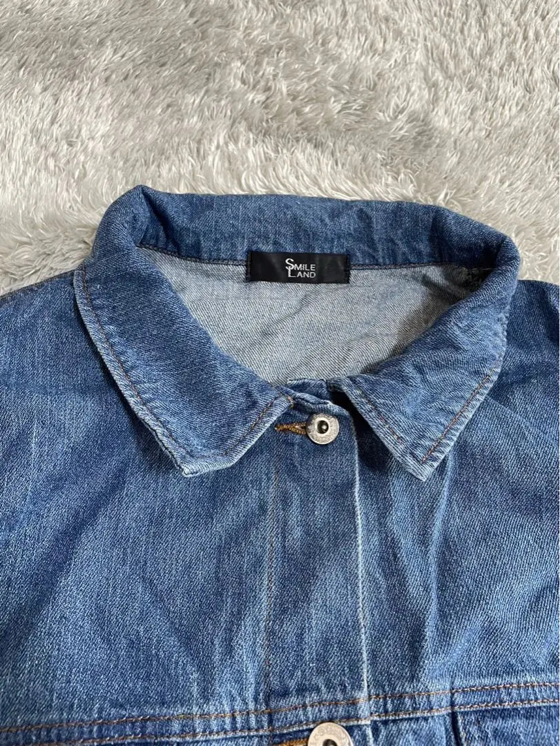 SMILE LAND Switching Denim Shirt (L) Blue Layered Stylish